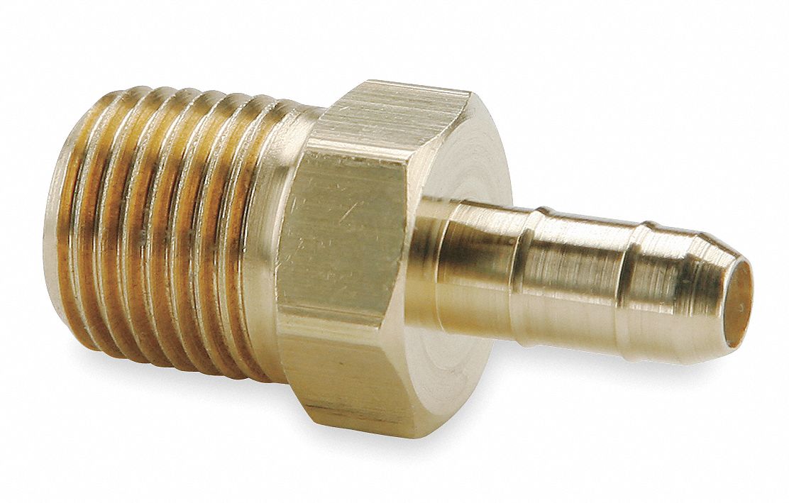 PARKER Barbed Male Connector, Brass, 1/8" Barb Size 2GUP3272 Grainger