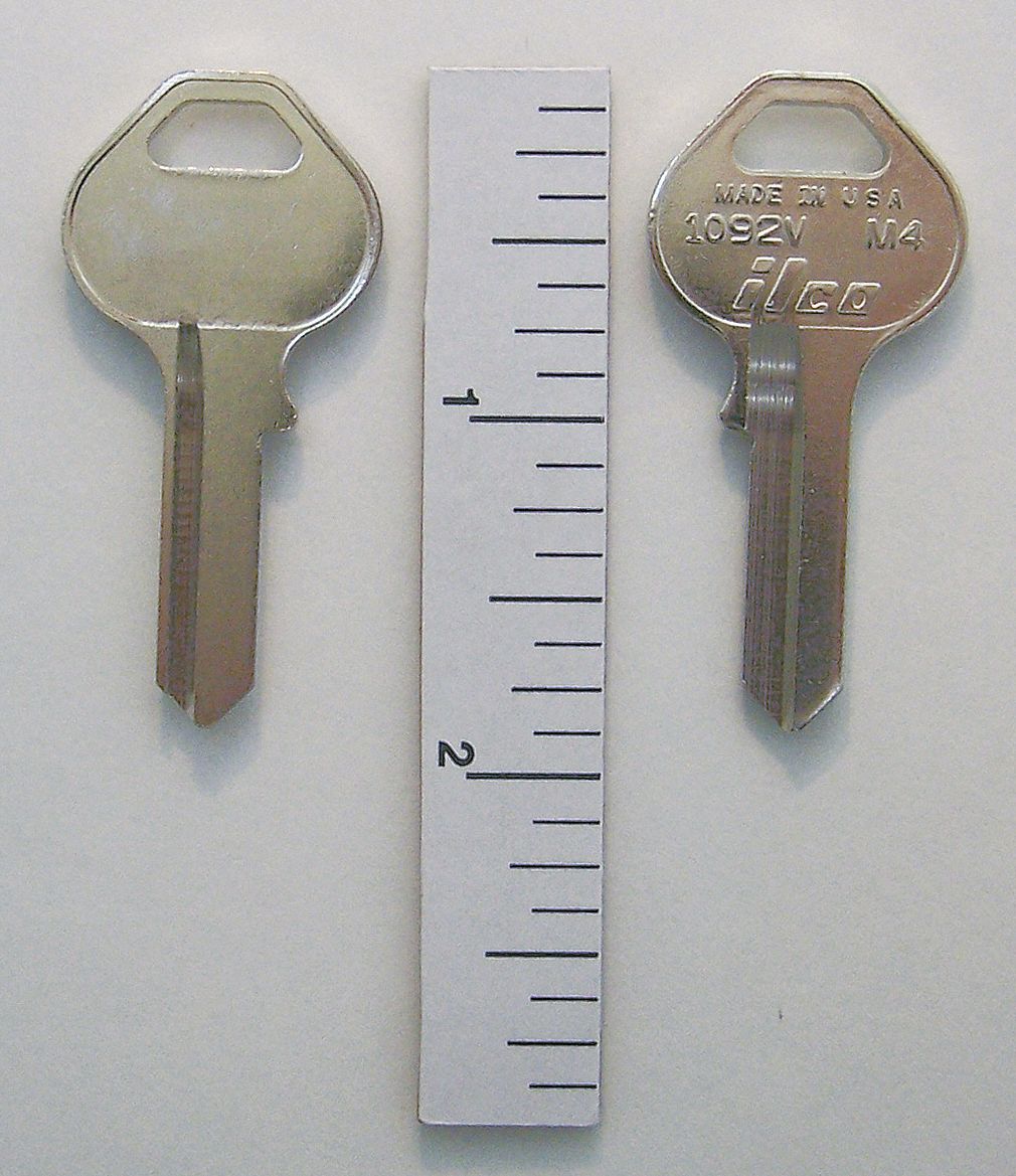 KABA ILCO Key Blank, Commercial/Residential, Nickel Silver Plated Over