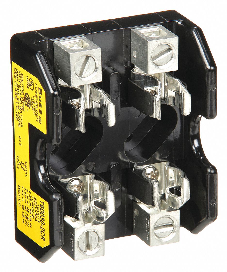 BUSSMANN, Fits Industrial Fuse Type, 2 Poles, Fuse Block 2GWA4T60030