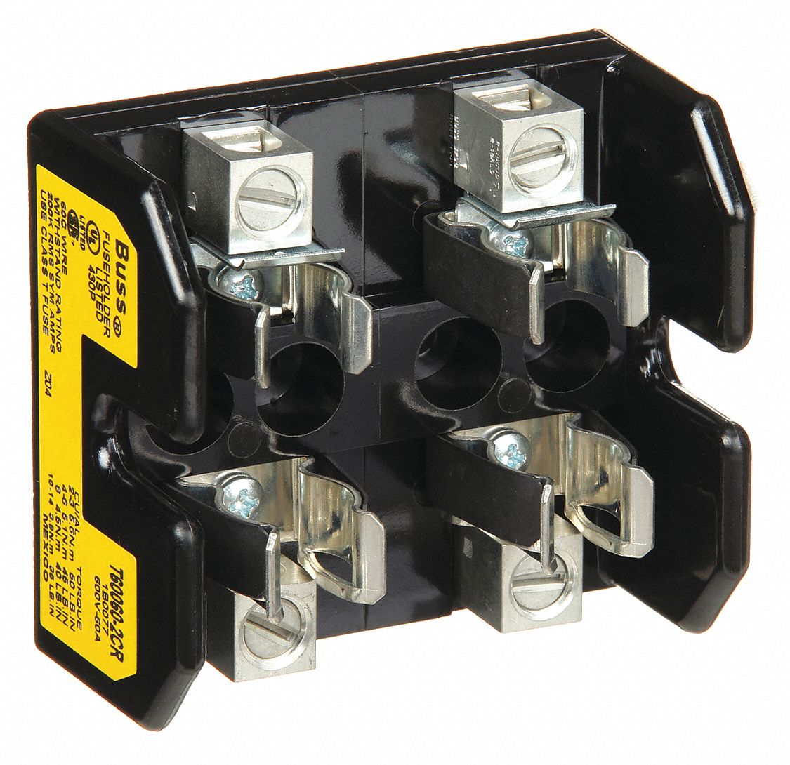 FUSE BLOCK, FITS INDUSTRIAL FUSE TYPE, 2 POLES, 31 TO 60 A, 600V AC/DC