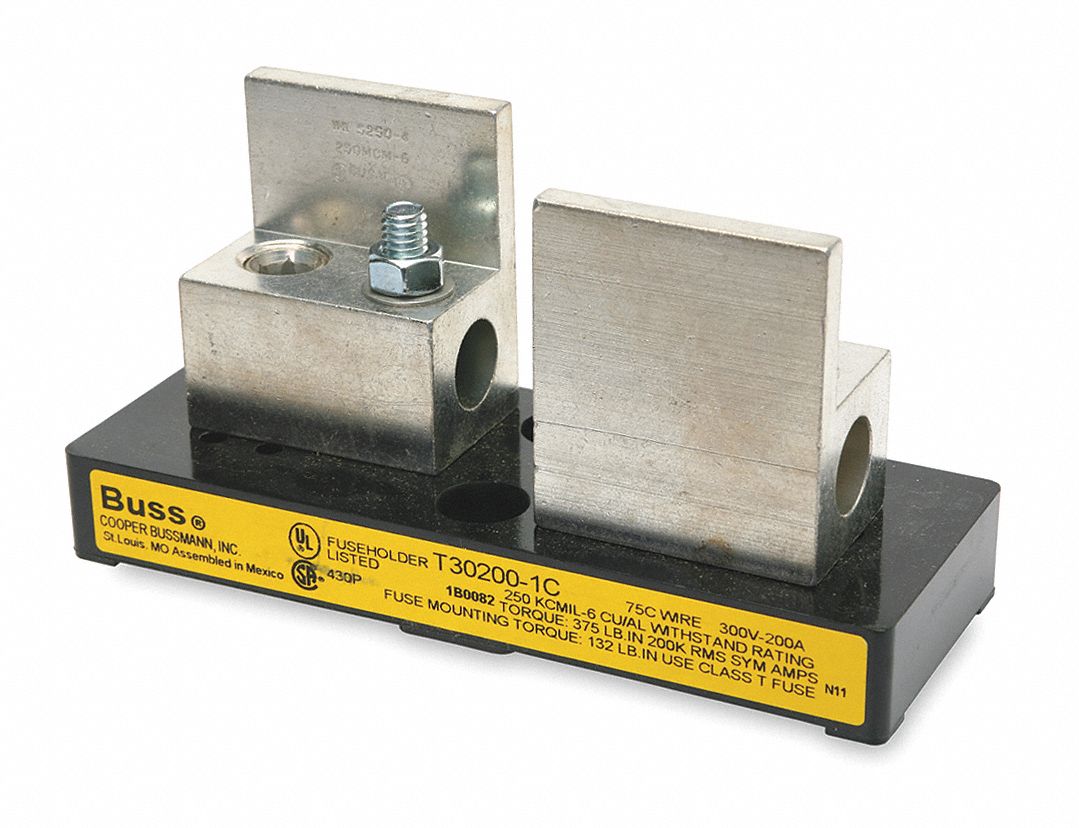 Fuse Block: Open Block Design, 1 Pole, 300 V AC, Box Lug, Non-Indicating