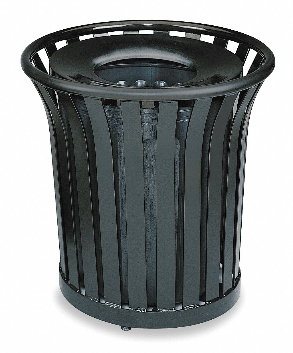 Covered 40 Gal. Gray Outdoor Trash Can with Slatted Recycled Plastic Panels