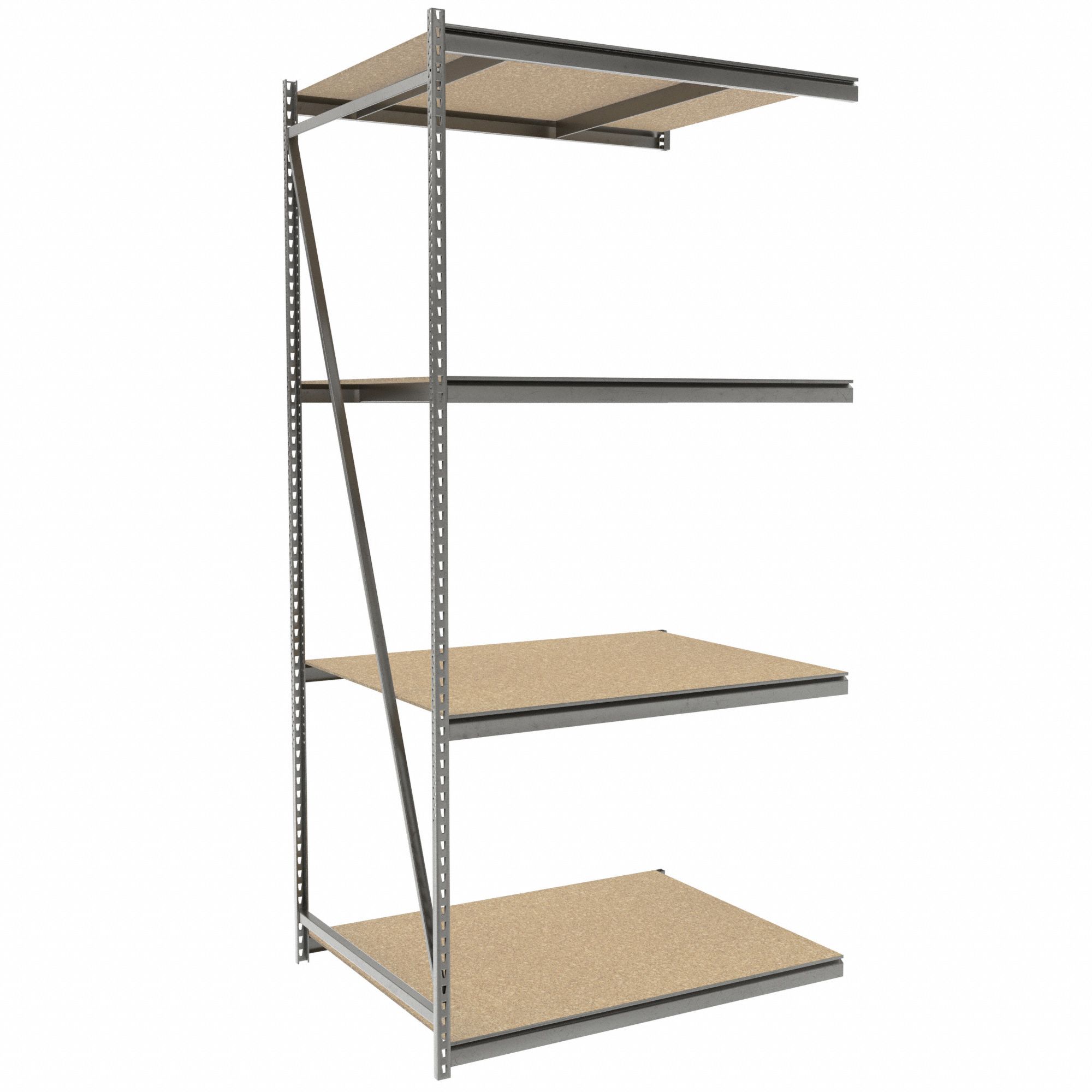 BULK STORAGE RACK, ADD-ON, MEDIUM-DUTY, 48 IN X 36 IN X 96 IN, PARTICLEBOARD, 4 SHELVES