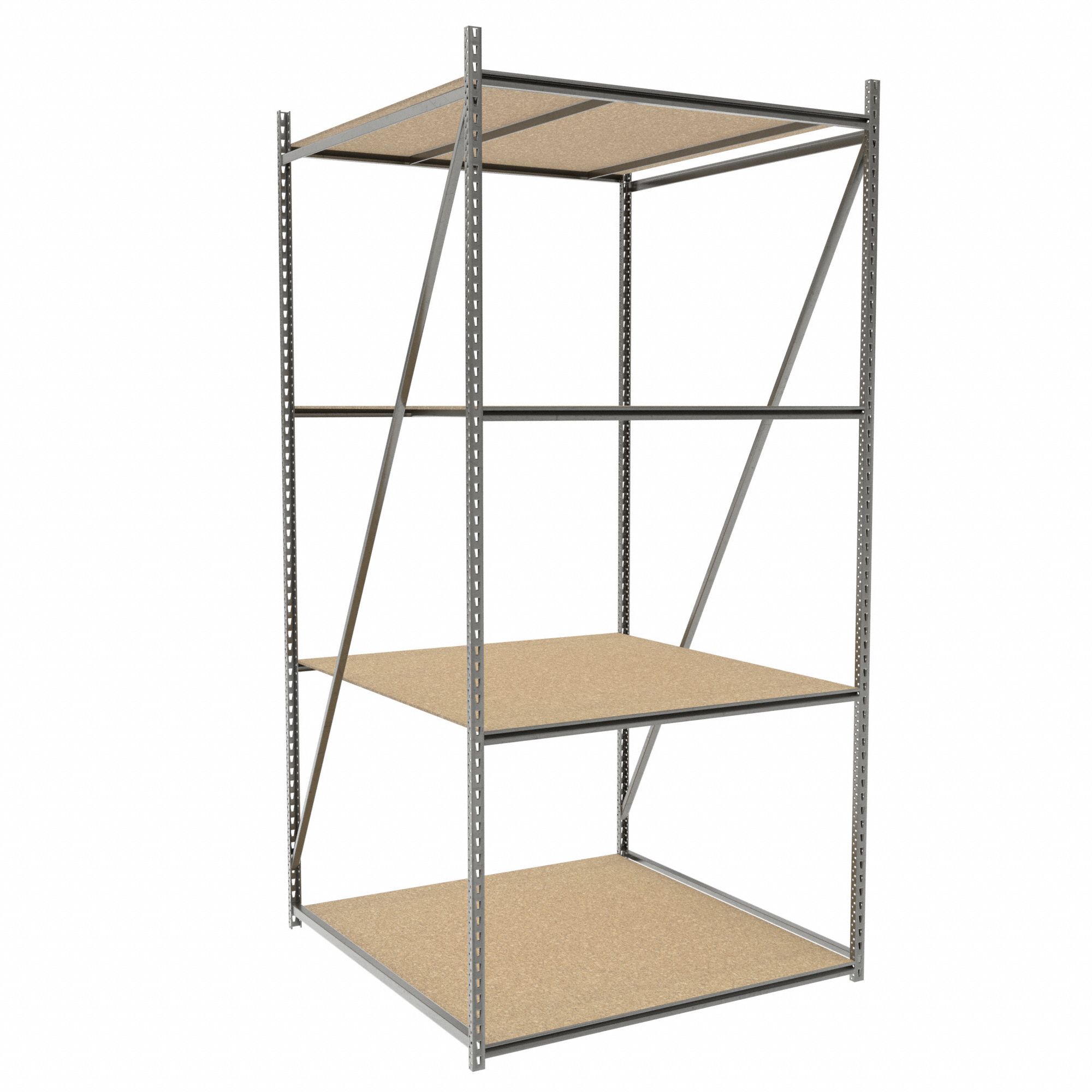 BULK STORAGE RACK, STARTER, MEDIUM-DUTY, 48 IN X 48 IN X 96 IN, PARTICLEBOARD, 4 SHELVES