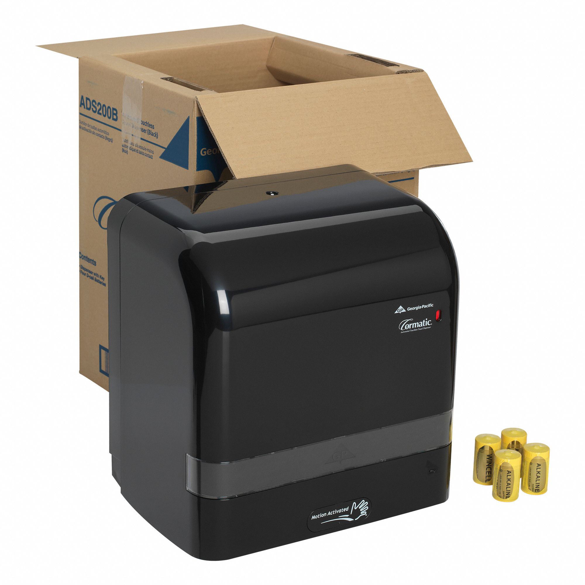 Paper Towel Dispenser, Cormatic®, Black, (1) Roll, Automatic 2GWZ9ADS200B