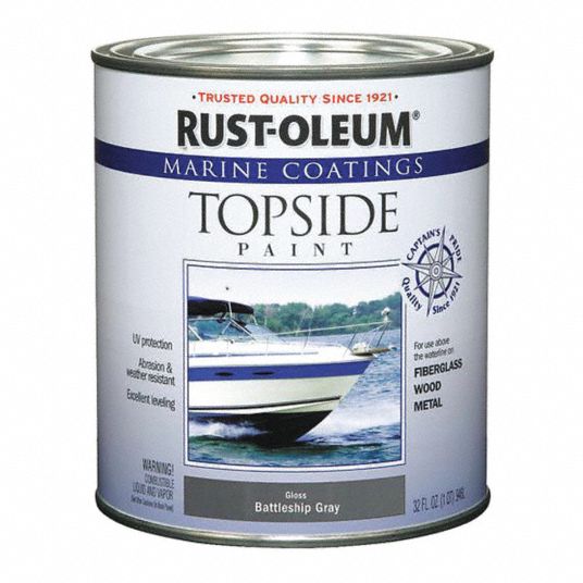 RUSTOLEUM Topside Paint Alkyd, Gloss, Battleship Gray, 1 qt Container