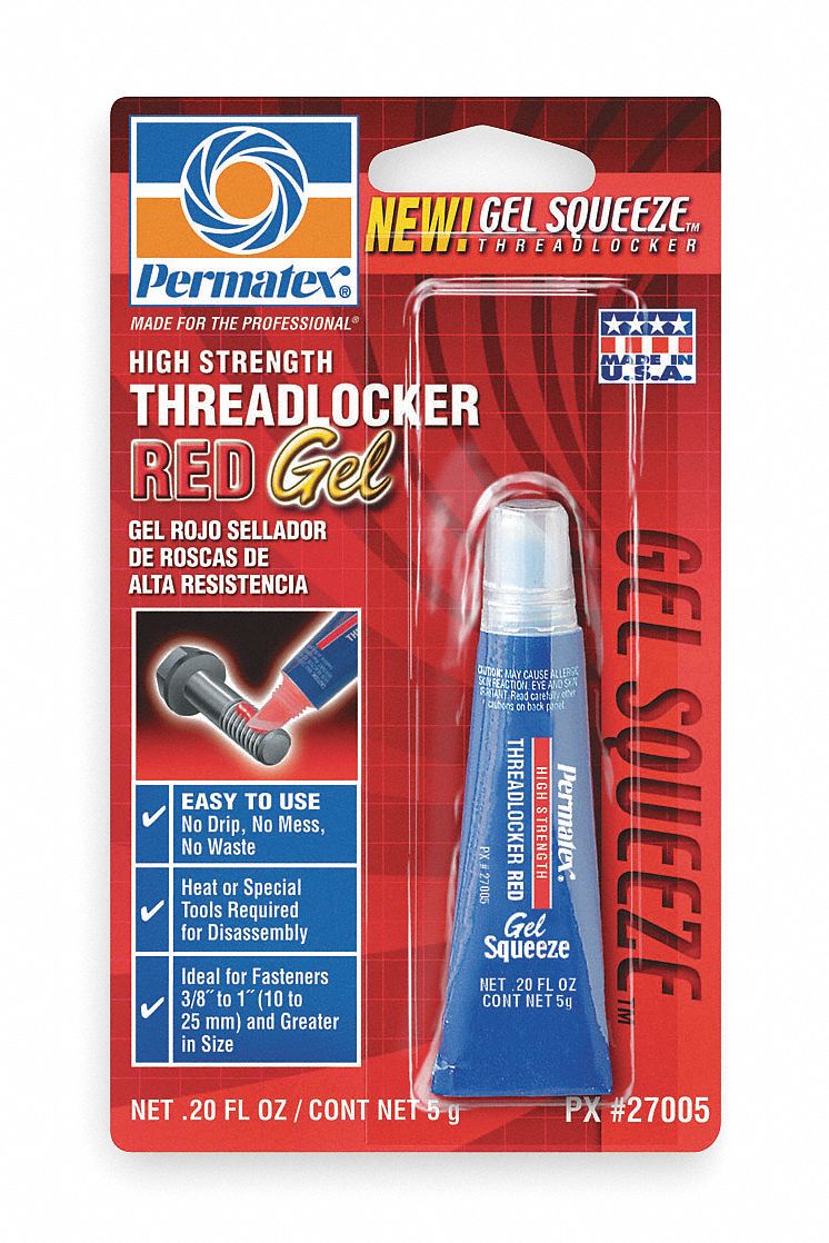 High-Strength Threadlocker, Red, 5g (0.18 oz) - Grainger