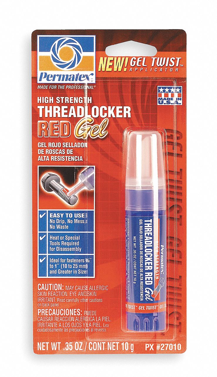 HighStrength Threadlocker, Red, 10 g (0.35 oz) Grainger