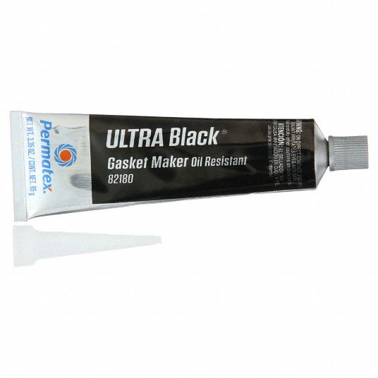 PERMATEX RTV Gasket Maker: Ultra Black Max Oil RTV, 3.35 oz, Tube, Black,  Oil Resistant/Sensor Safe