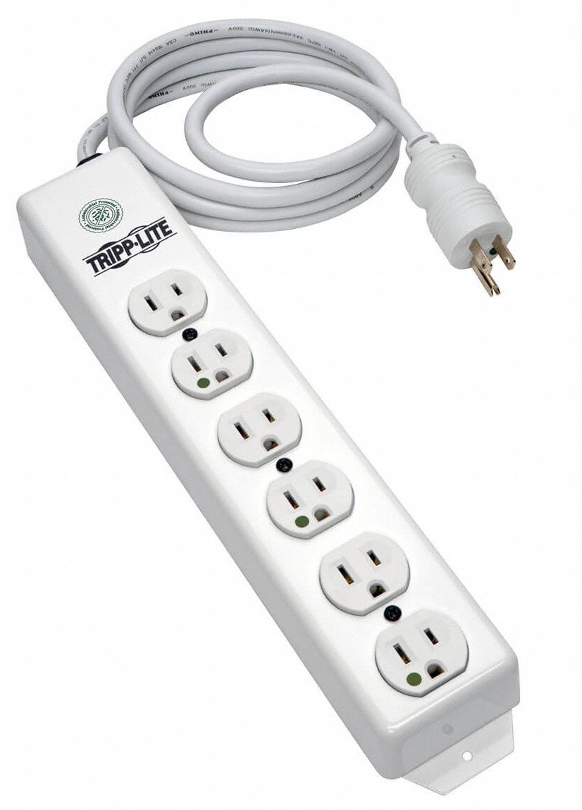 TRIPP LITE Outlet Strip 6 Outlets, 1.5 ft Cord Lg, 15 A Max. Amps