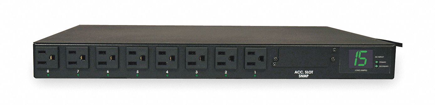 PDU WITH AUTOMATIC TRANSFER SWITCH, FRONT, STANDARD, BUILT-IN CIRCUIT BREAKER, PDUMH15AT