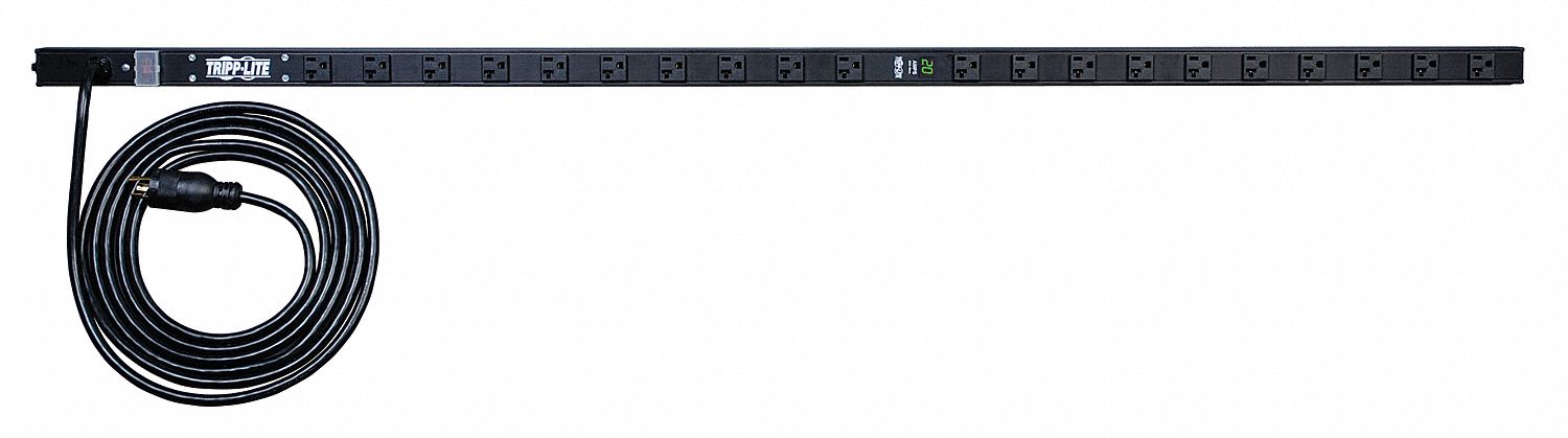 POWER DISTRIBUTION UNIT, FRONT, STANDARD, BUILT-IN CIRCUIT BREAKER, PDUMV20, BLACK, 28 OUTLETS