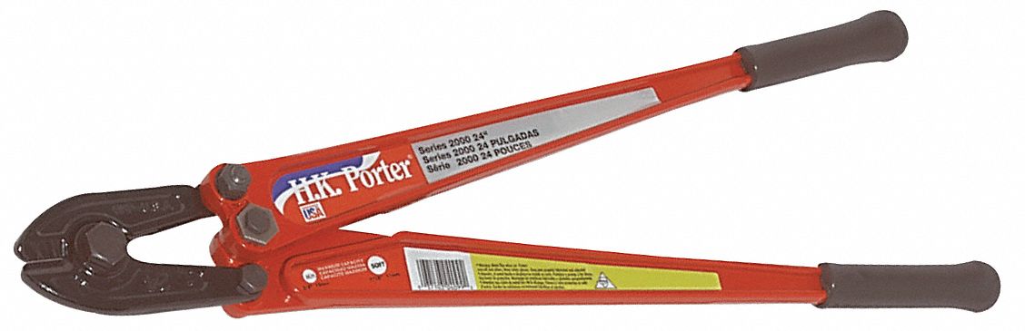 Bolt Cutters: Steel, For 11/16 in Max Dia Soft Steel, 42 in Overall Lg, Red