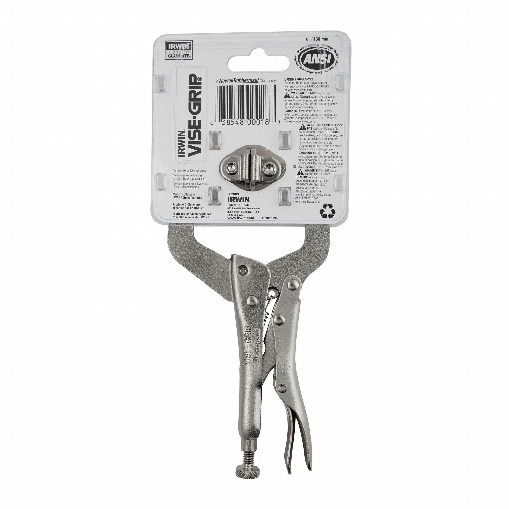 IRWIN VISEGRIP 6 in Locking CClamp, 2 1/8 in Max. Opening, 1 1/2 in