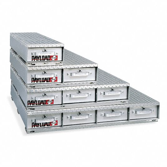 Silver Stackable Storage Drawer, Aluminum, 50 5/16 in Width, 24-5/16 in ...