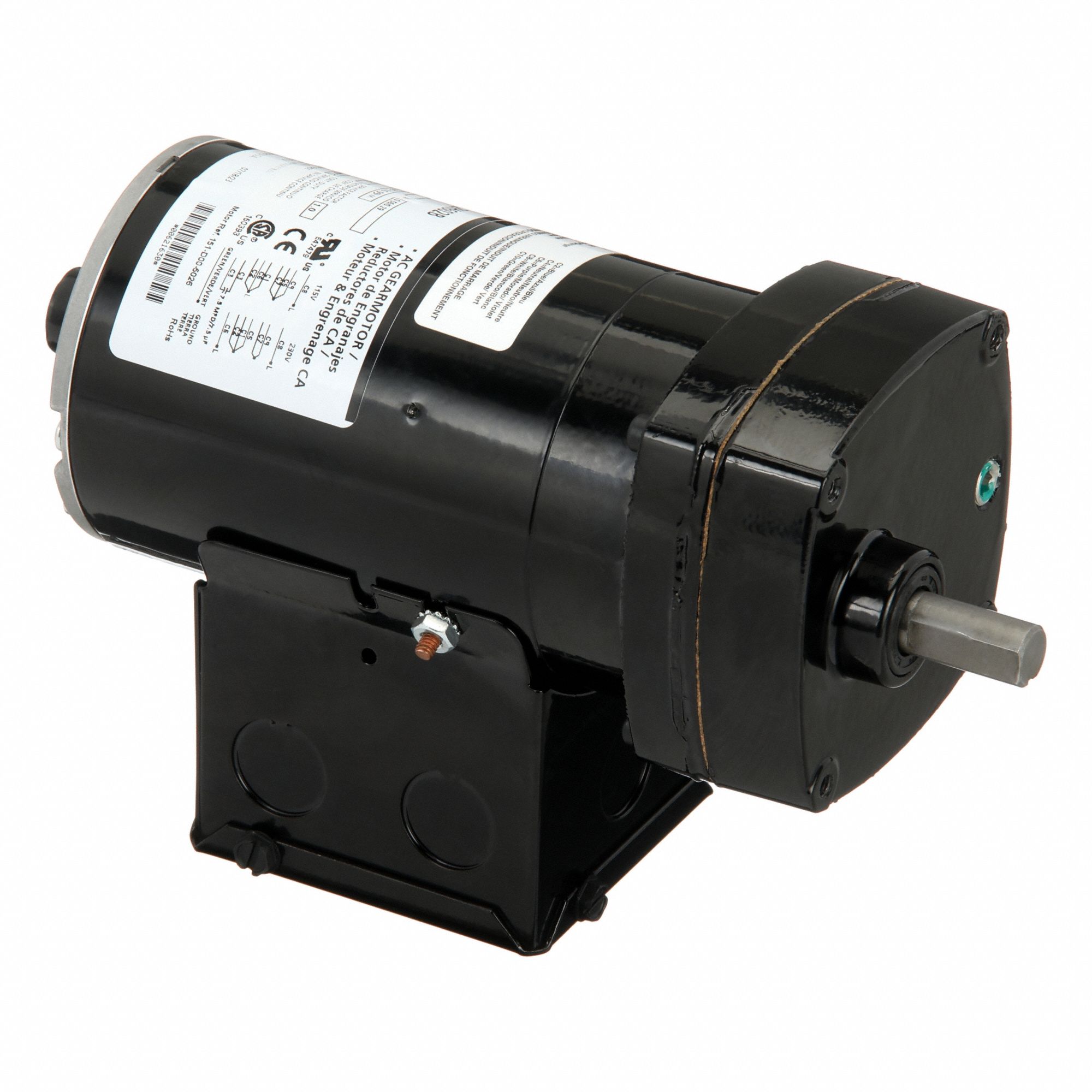 AC Gearmotor: Parallel, Single Output Shaft, PSC, TENV, 17 RPM, 150 in-lb Max Torque, CW/CCW