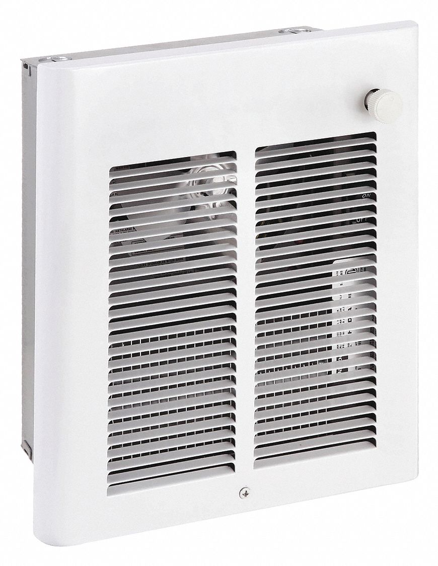 RECESSED ELECTRIC WALL-MOUNT HEATER, 750/1,500W, 120V ACASE, 120V AC, 1-PHASE, WHITE