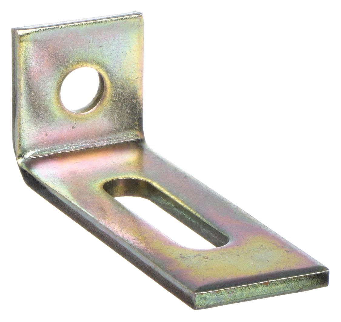 CORNER CONNECTOR, 90 DEGREES, 2 HOLES, STEEL, 2½ IN LONG ADJ SLOT