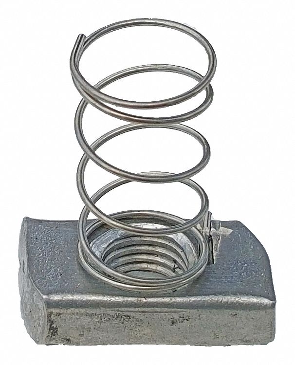 GRAINGER APPROVED Channel Spring Nut, 304 Stainless Steel, Stainless Steel Finish, 3/8 in