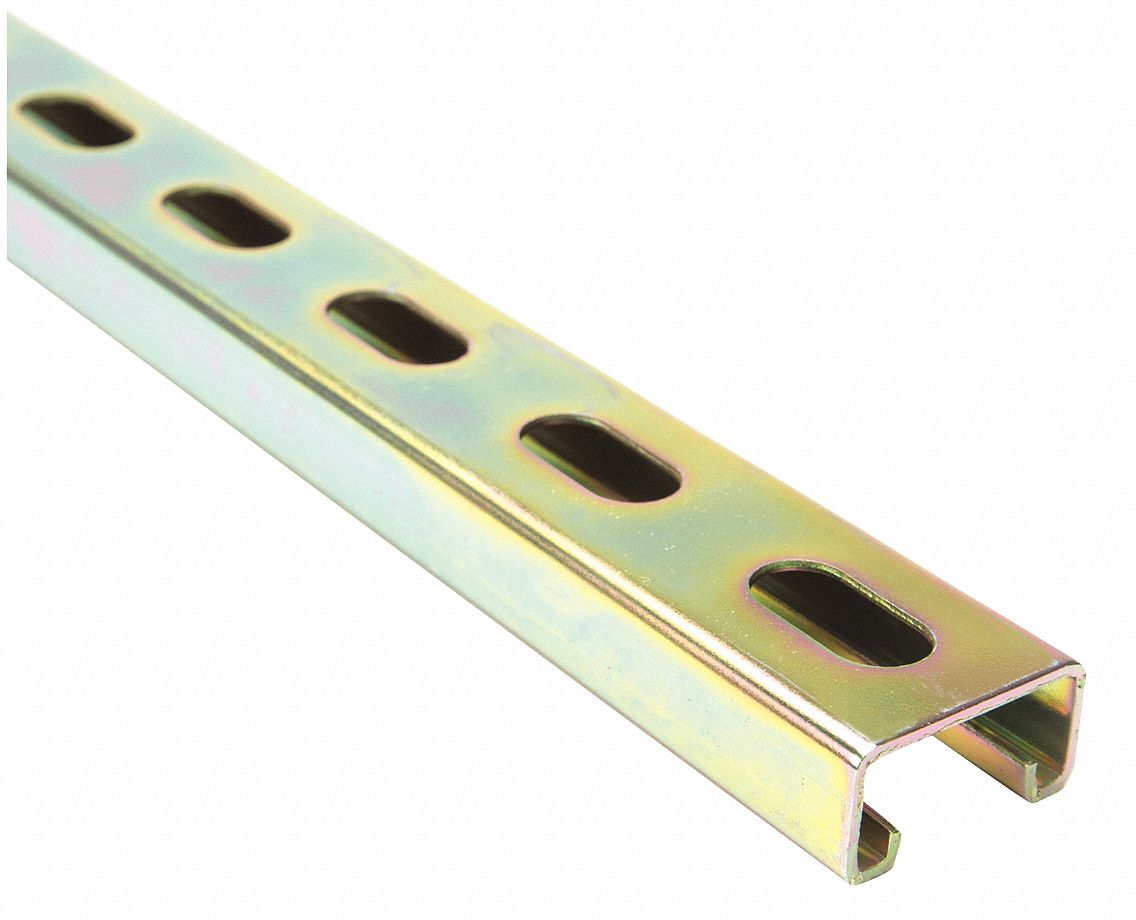 STRUT CHANNEL - SLOTTED, STEEL, ZINC-PLATED, 14 GA GAUGE, 10 FT OVERALL L, SILVER