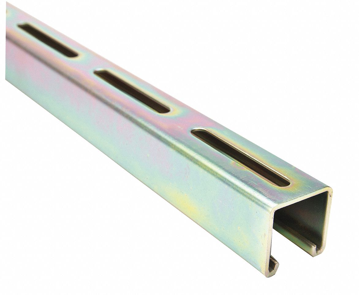 STRUT CHANNEL - SLOTTED, STEEL, ZINC-PLATED, 12 GA GAUGE, SLOTTED HOLES, 4 IN SLOT SPACING