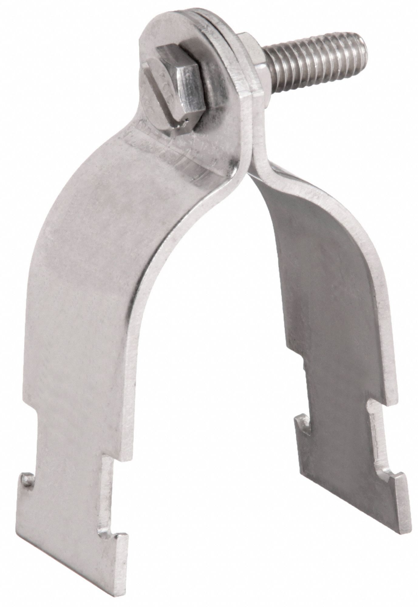CONDUIT STRAP CLAMP, 304 STAINLESS STEEL, POLISHED, 1½ IN CONDUIT TRADE SIZE