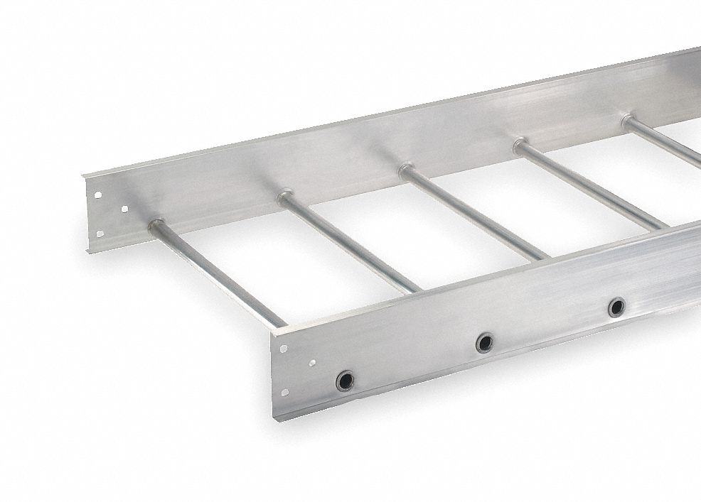 Ladder Tray: 24 in Wd, 5 1/4 in Ht, 12 ft Ladder Tray Lg, Aluminum, 75 lb