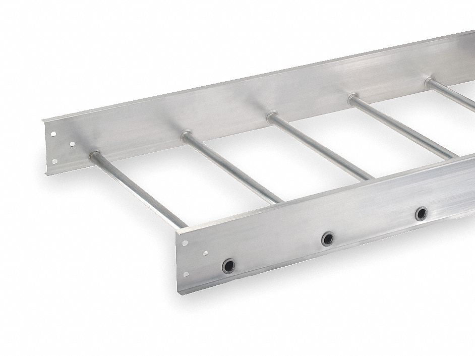 Ladder Tray: 24 in Wd, 5 1/4 in Ht, 12 ft Ladder Tray Lg, Aluminum, 100 lb