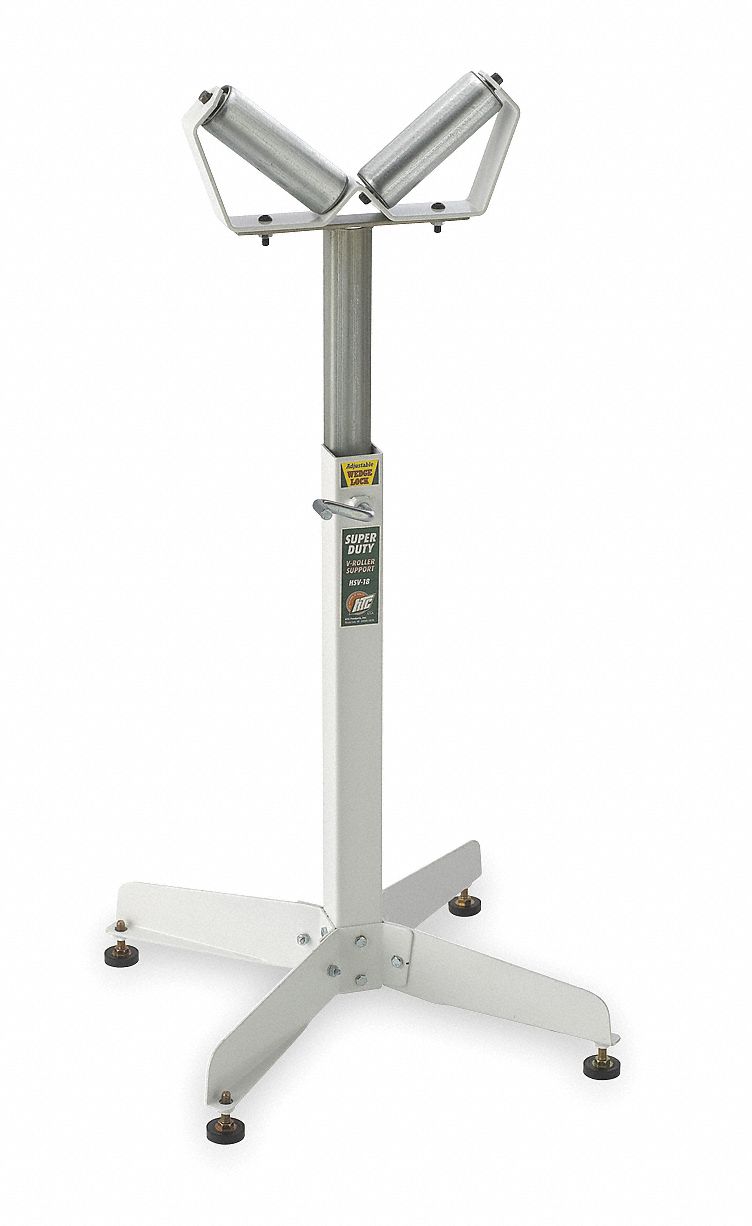 MATERIAL SUPPORT STAND, 6 IN ROLLER W, 26½ IN MIN. H, 43½ IN MAX. H, STEEL