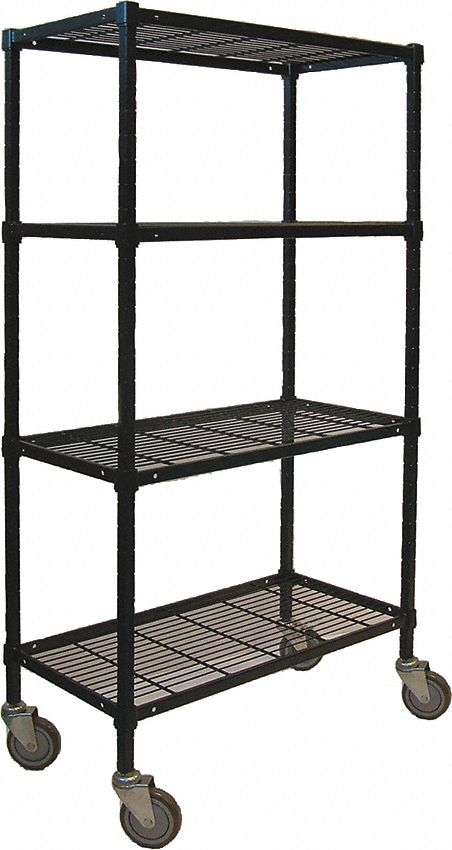 WIRE SHELVING UNIT, 48 IN X 24 IN X 70 IN, DRY, SPLIT SLEEVE, 4 SHELVES, 4 SWIVEL