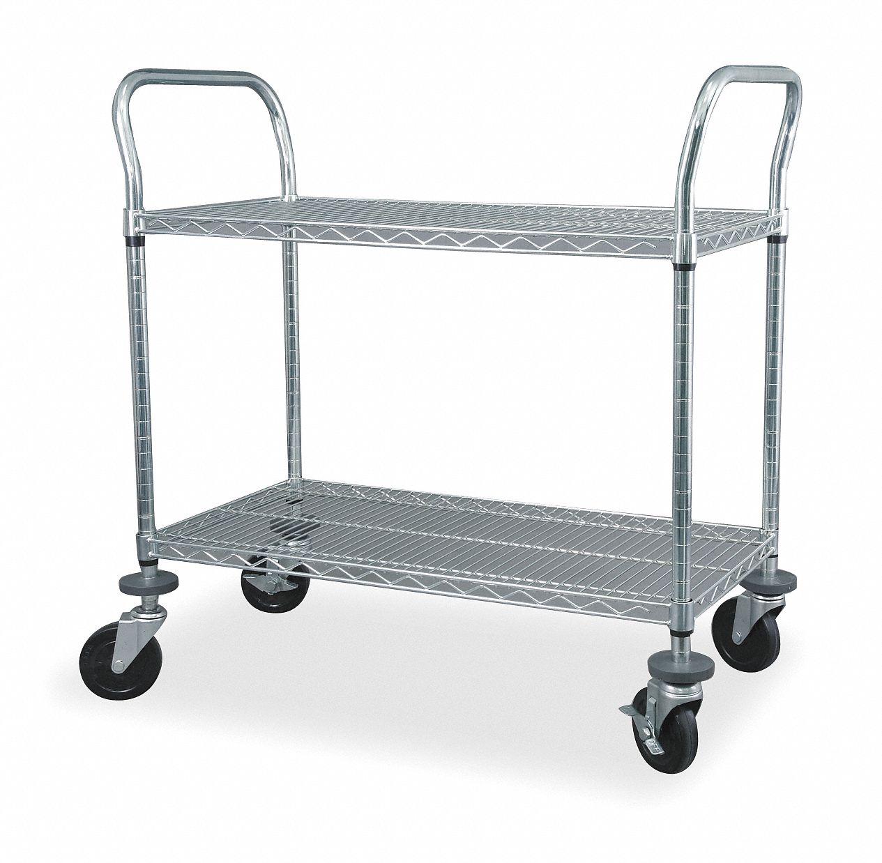 600 lb, 2 Shelf, Utility Cart with Shallow Lipped Wire Shelves - 2HDL8 ...