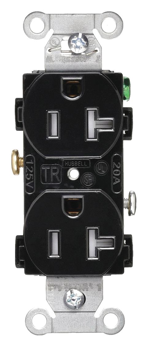 RECEPTACLE,DUPLEX,BLACK,20A,125V,5-