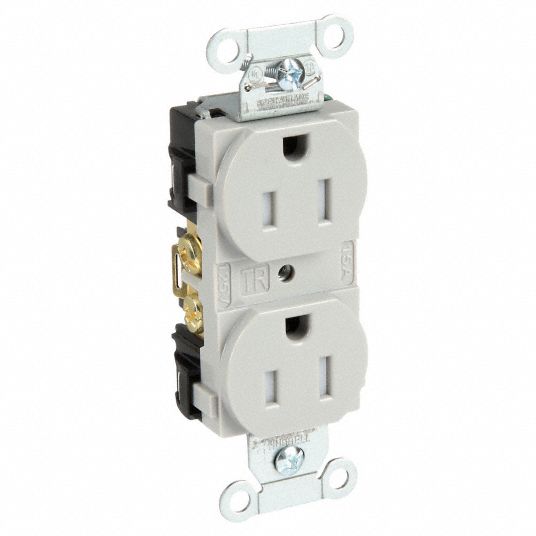 HUBBELL, Duplex, Gray, Receptacle - 2HDZ3|BR15GRYTR - Grainger