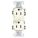 RECEPTACLE, DUPLEX, IVORY, 5-15R, 15 A, 125V AC, 2 POLE/3 WIRE, SCREW TERMINALS