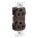 RECEPTACLE, DUPLEX, BROWN, 5-20R, 20 A, 125V AC, 2 POLE/3 WIRE, SCREW TERMINALS