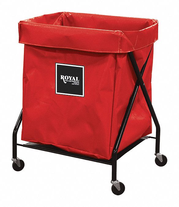 Hamper: Vinyl Liner, Red, (4) Swivel, 9.5 cu ft Total Volume, 150 lb Wt Capacity
