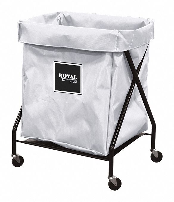 Hamper: Vinyl Liner, White, (4) Swivel, 9.5 cu ft Total Volume, 26 in Overall Lg