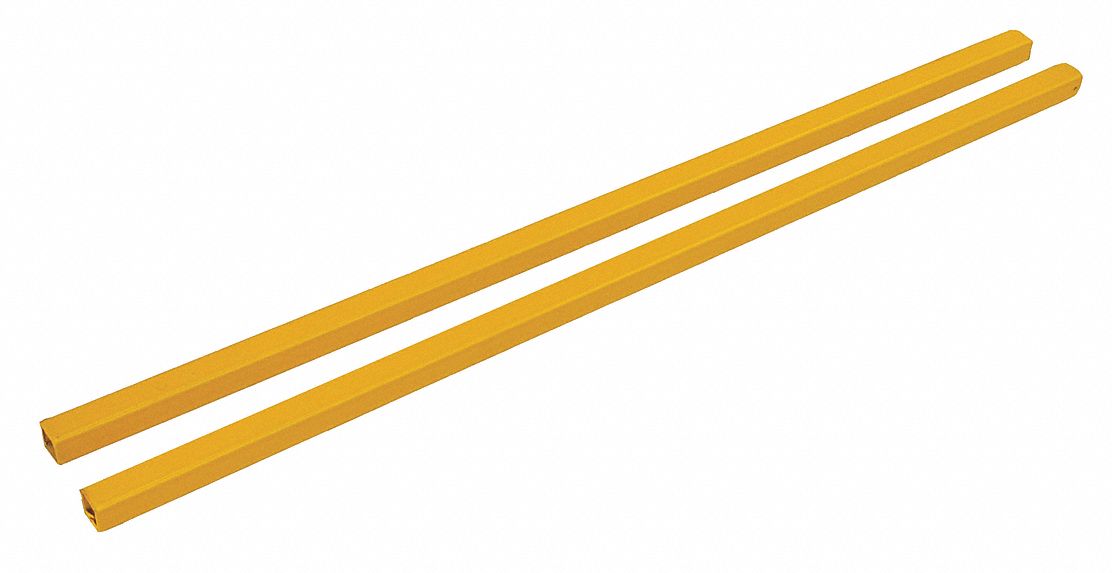 Connecting Rail: Toe Board Not Included, Bolt-On Rail Mounting, Square, Yellow, 2 PK