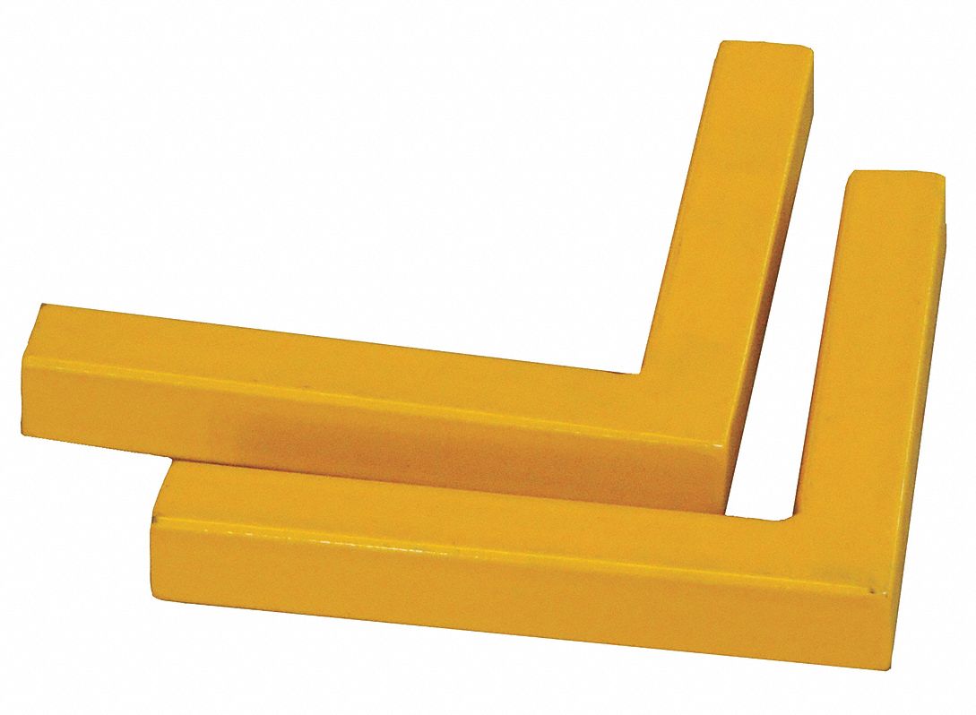 Corner Connector: Safety Handrail System, 8 5/8 in Overall Dp, Square, Yellow, 2 PK