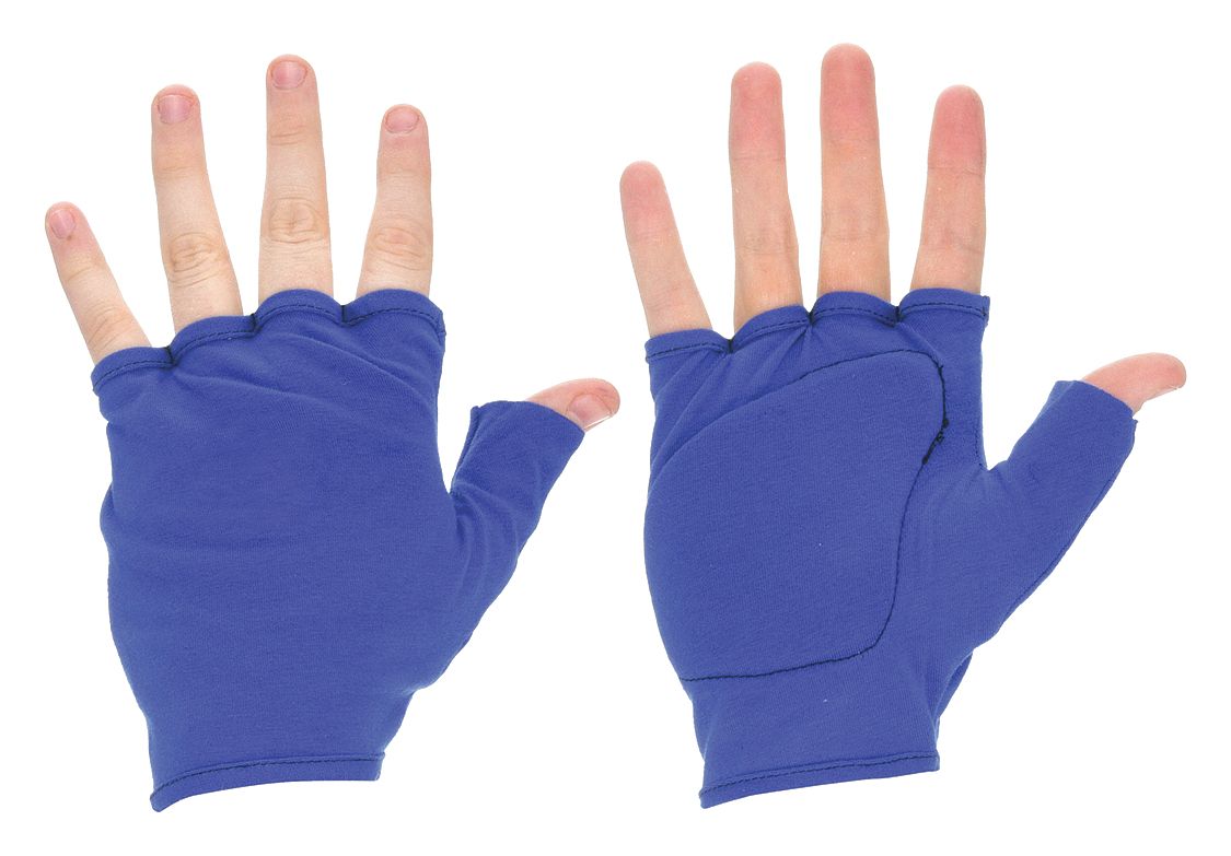 GLOVE LINERS, GEN PURPOSE, FINGERLESS, COTTON, 6 IN LENGTH, BLUE, STRAIGHT CUFF,