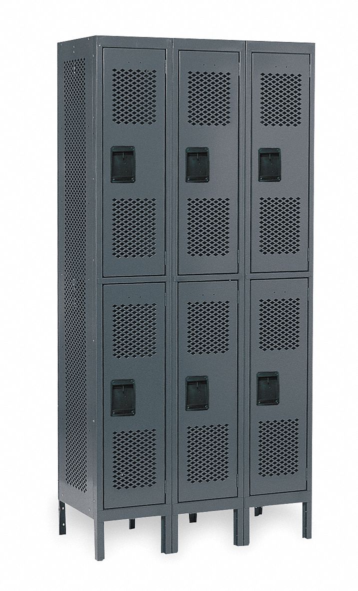 GRAINGER APPROVED Gray Wardrobe Locker, (2) Tier, (3) Wide Openings 6