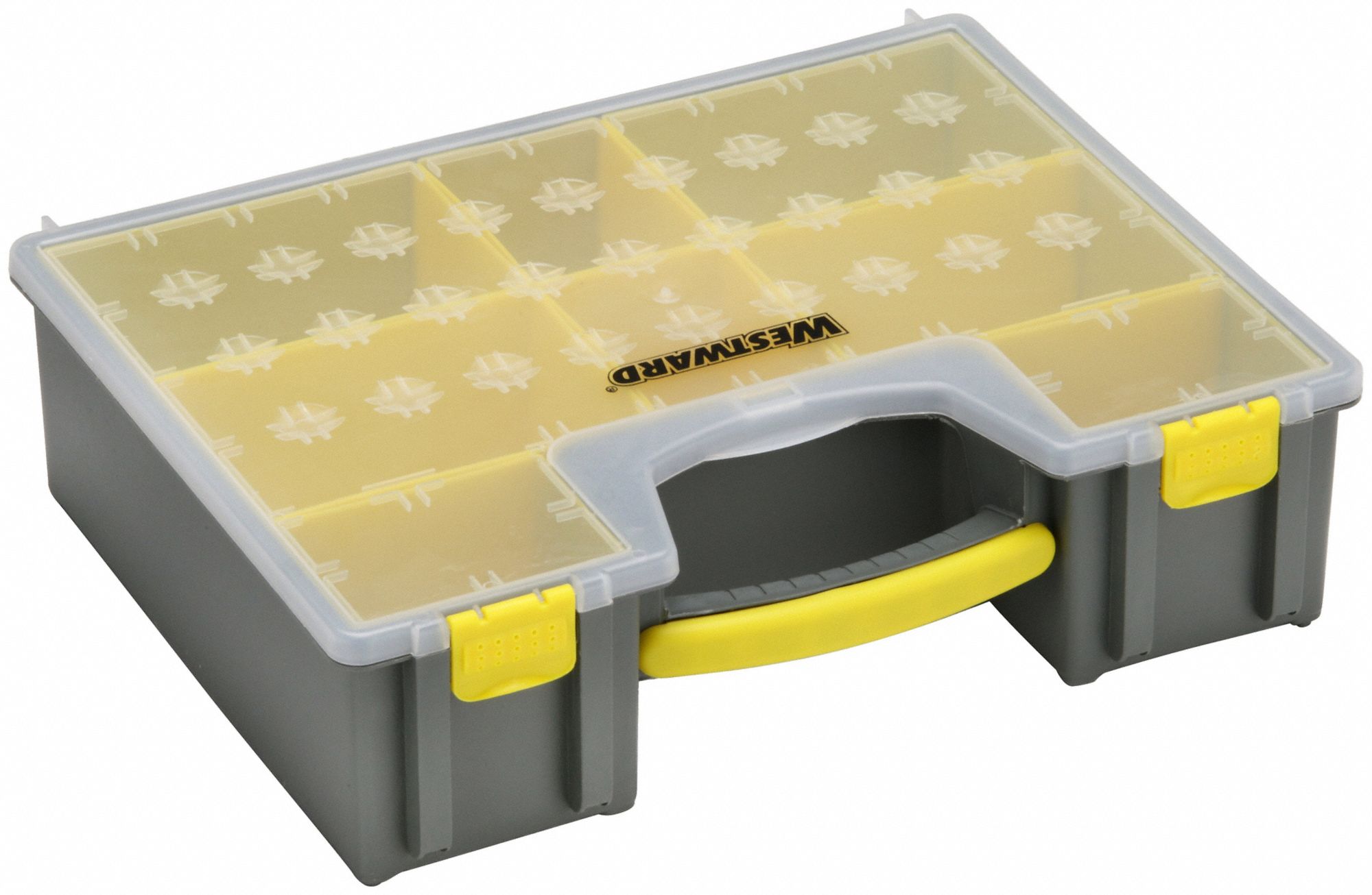 COMPARTMENT BOX, 13⅛ IN X 16½ IN X 4½ IN, BLACK/YELLOW, 8 COMPARTMENTS