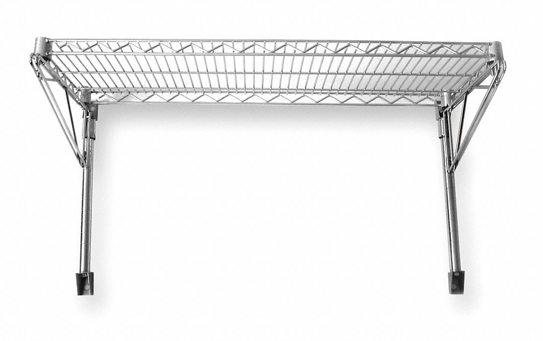 Stainless Steel Wall-Mount Wire Shelving 60 X 18 X 34