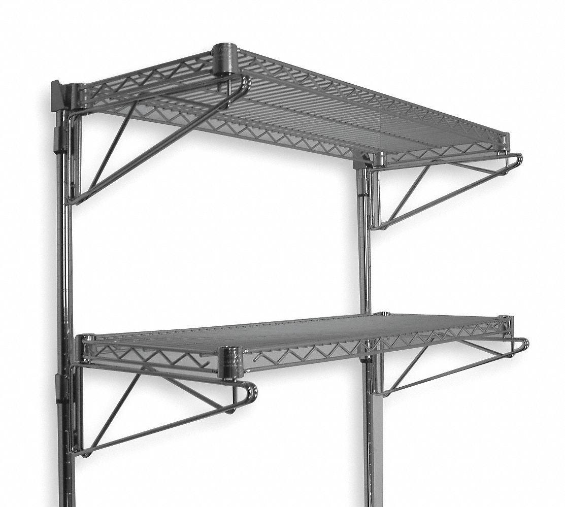 36 in x 14 in, 2 Shelves, Wire Wall Shelf - 2HGE1|2HGE1 - Grainger