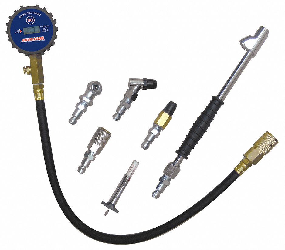 WESTWARD, Tire Pressure Gauge Kit, Digital, Digital Tire Pressure Gauge