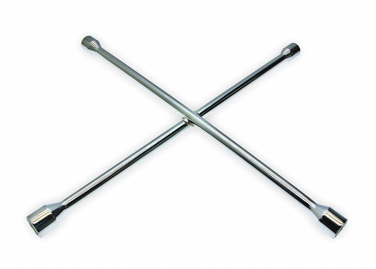 Lug Nut Wrench: 4 Wrench Heads, 7/8 in_15/16 in_1 in_1 1/16 in Wrench Head Size, 6-Point