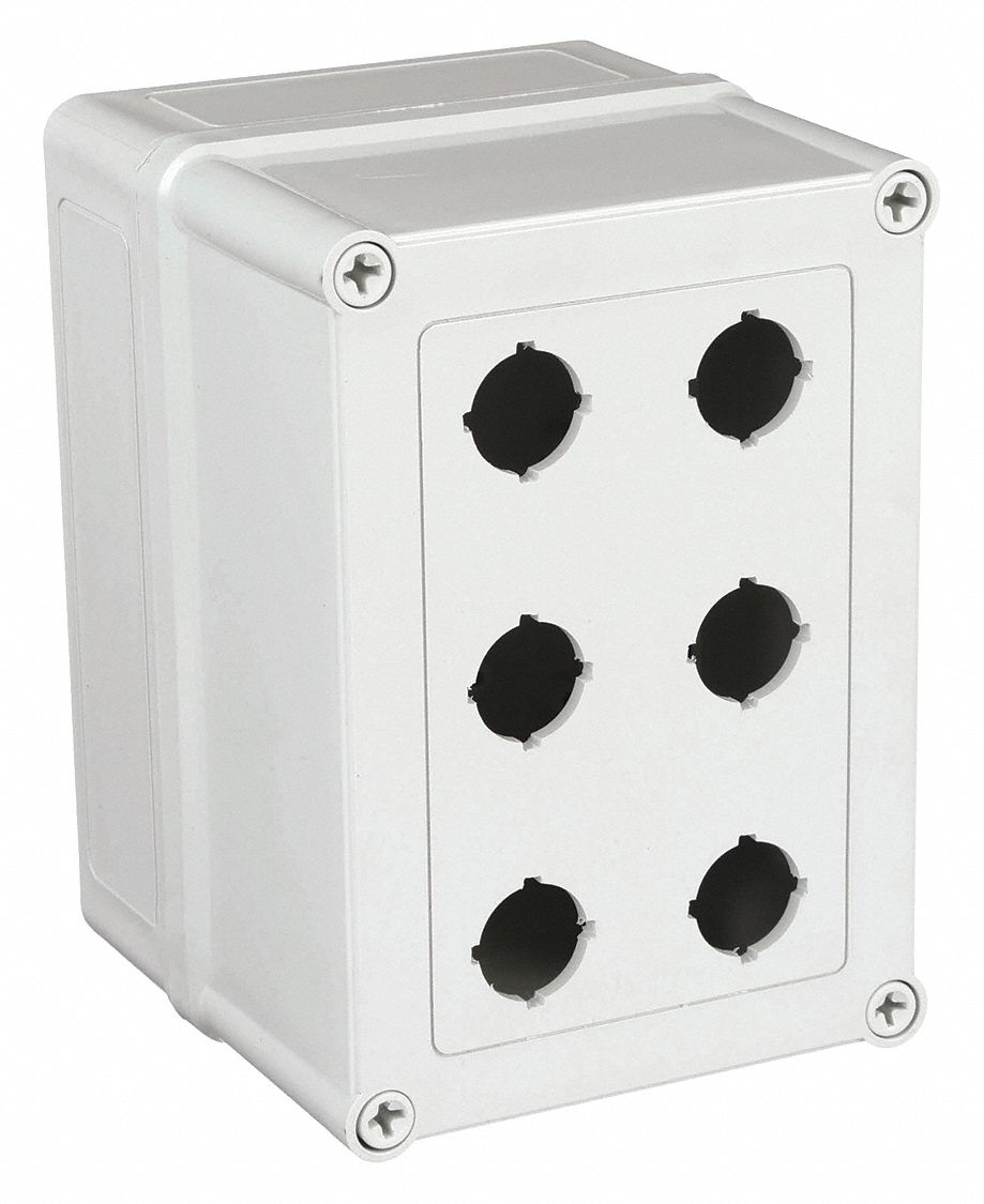 PUSH BUTTON ENCLOSURE, 22 MM, 6 HOLES, NON-METALLIC, NEMA 4X