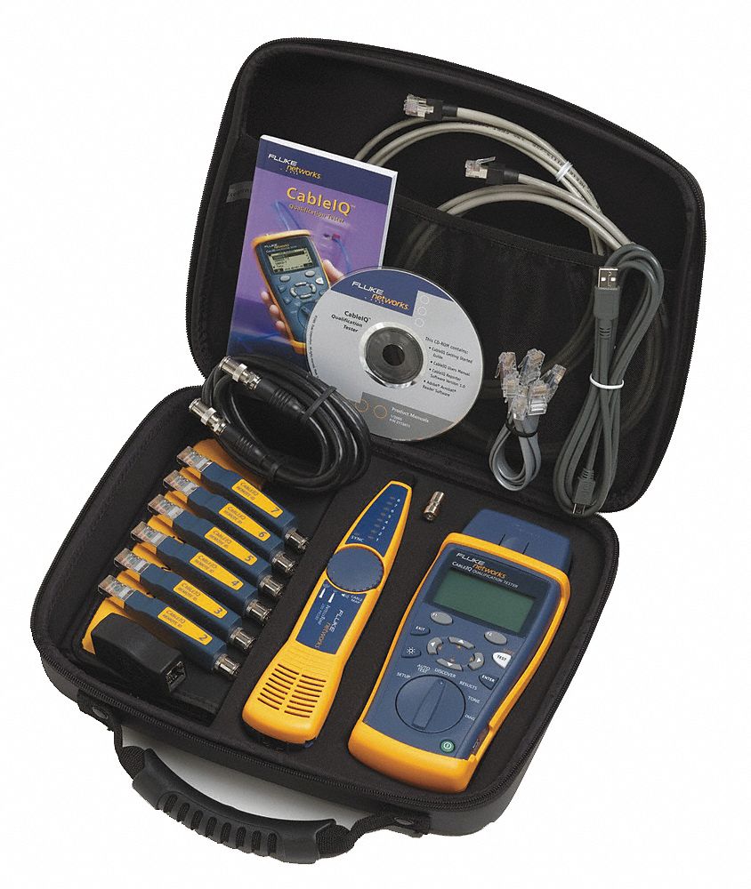 FLUKE NETWORKS Cable Tester Kit, Copper Cable Qualification, LCD, For