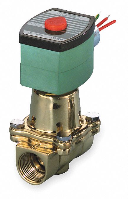 SOLENOID VALVE: 2-WAY, ½ IN PIPE SIZE, 120V AC, BRASS BODY, PTFE SEAL, WATERTIGHT