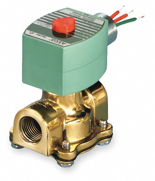 Solenoid Valve: 2-Way, Normally Open, 3/4 in Pipe Size, 120V AC, Compact, Brass Body